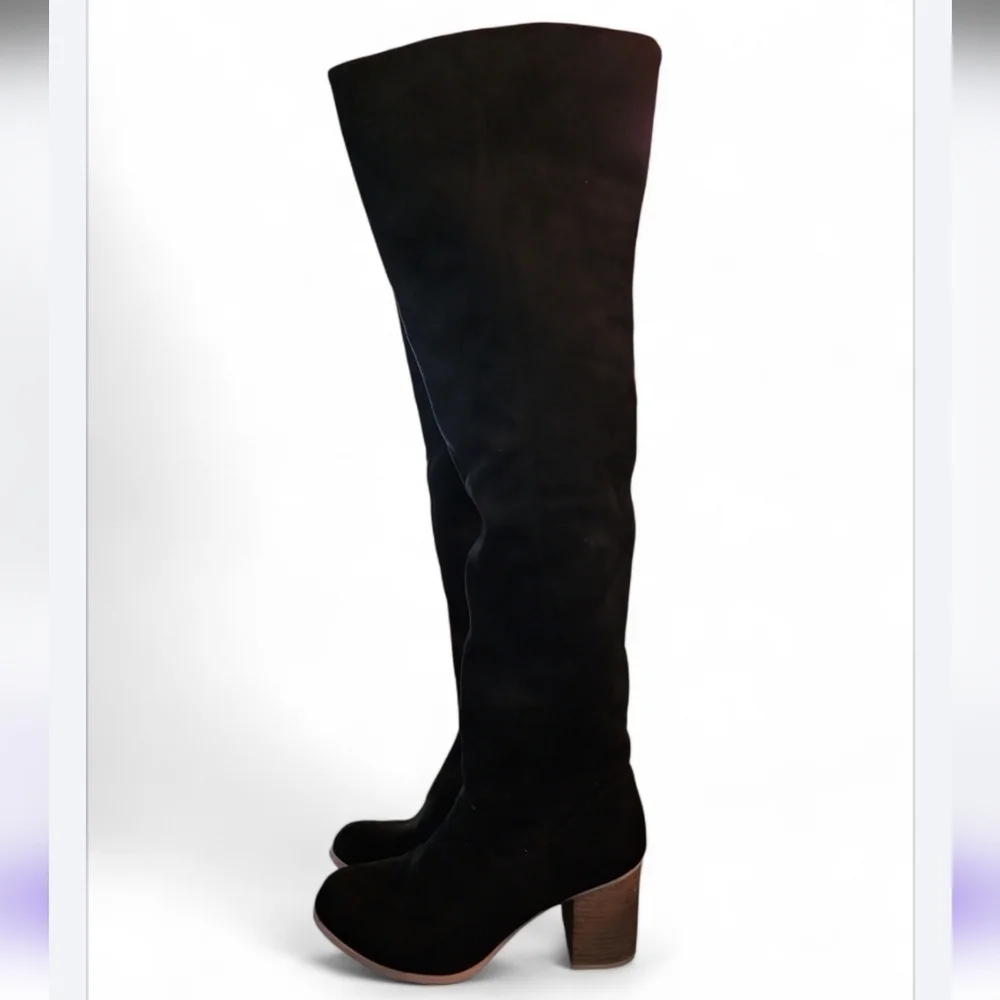 Altar'd State Over The Knee Boots Black Faux Suede Pull On Inside Zipper Size 7